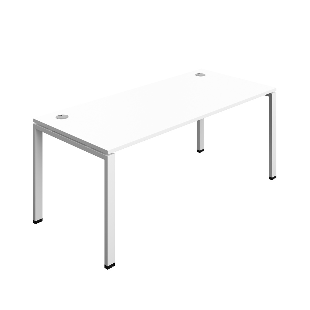 Synergy|1P Bench Desk|Cable Ports|Goal Post|1800X800|White-White