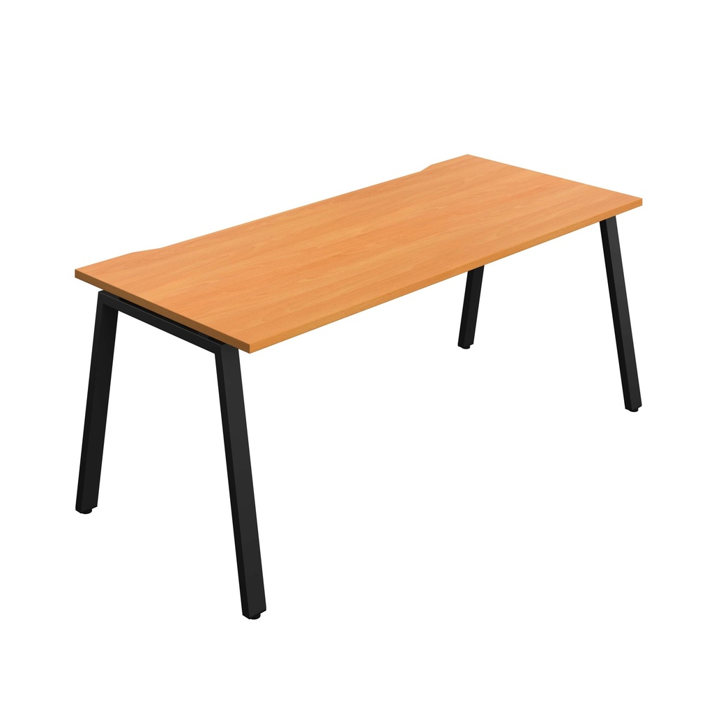 Synergy Bench With Cut Out: 1 Person (Fsc) | A-Frame Leg | 1800 X 800 | Beech/Black