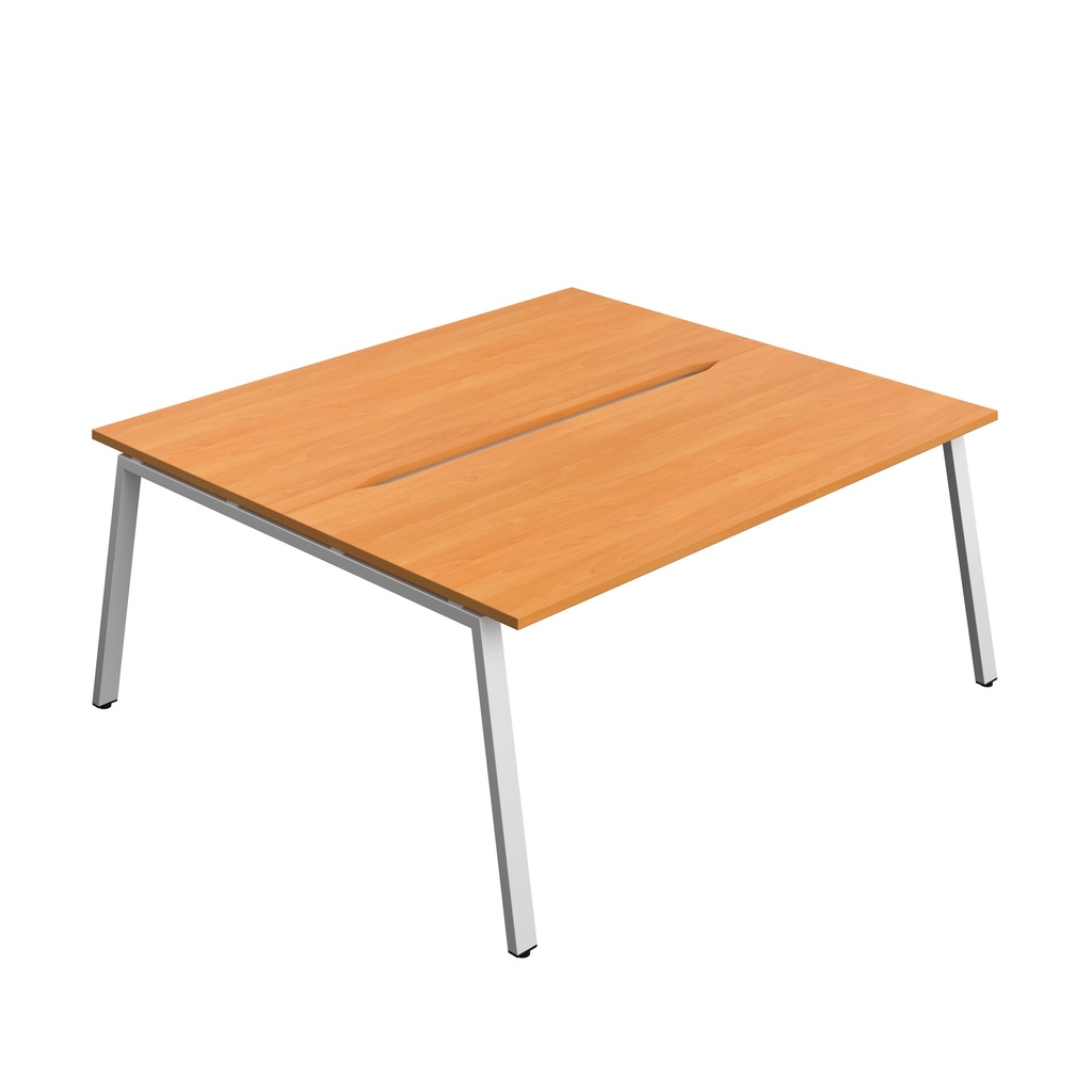 Synergy|2P Bench Desk|Cut Out|A-Frame|1800X800|Beech-Silver