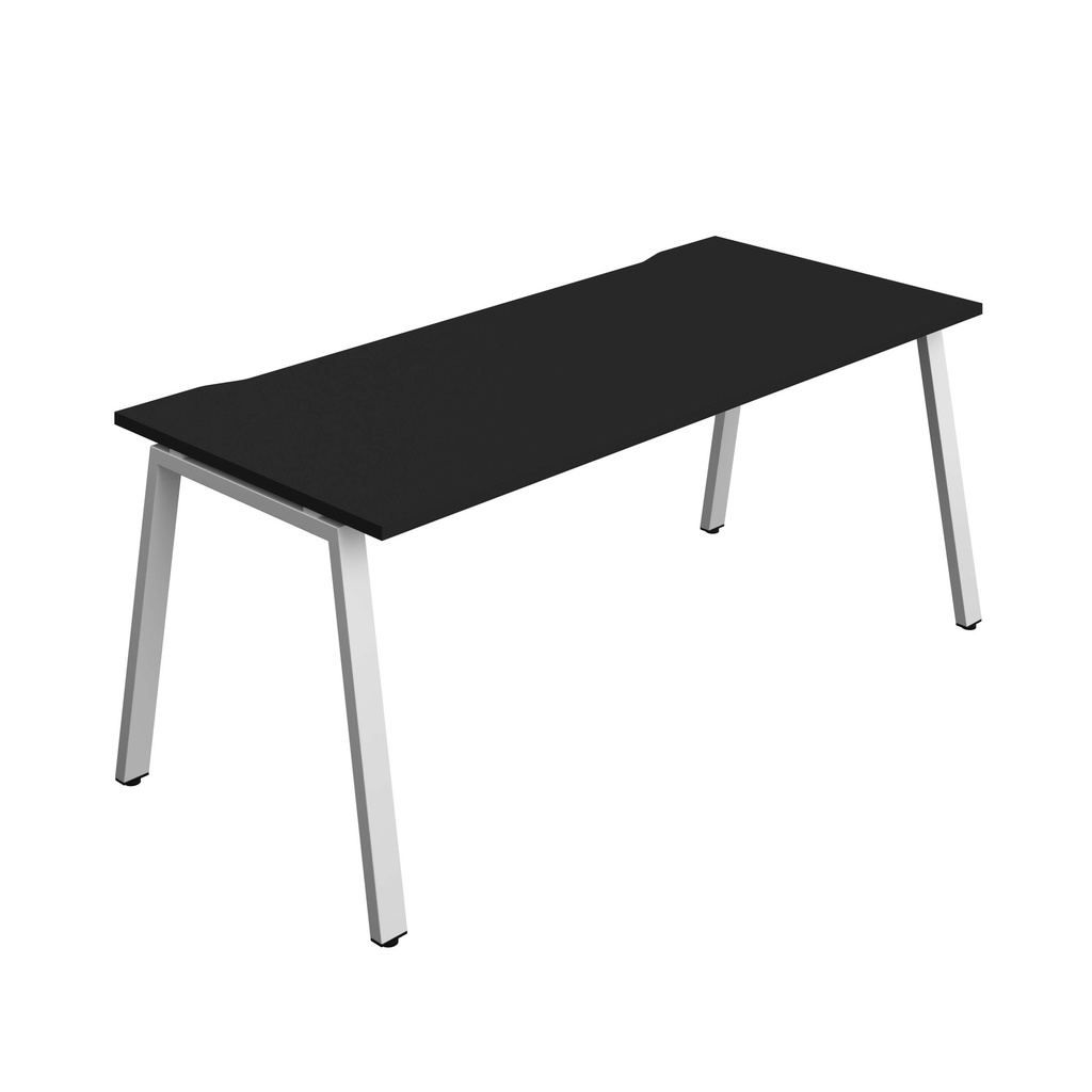 Synergy Bench With Cut Out: 1 Person (Fsc) | A-Frame Leg | 1800 X 800 | Black/Silver