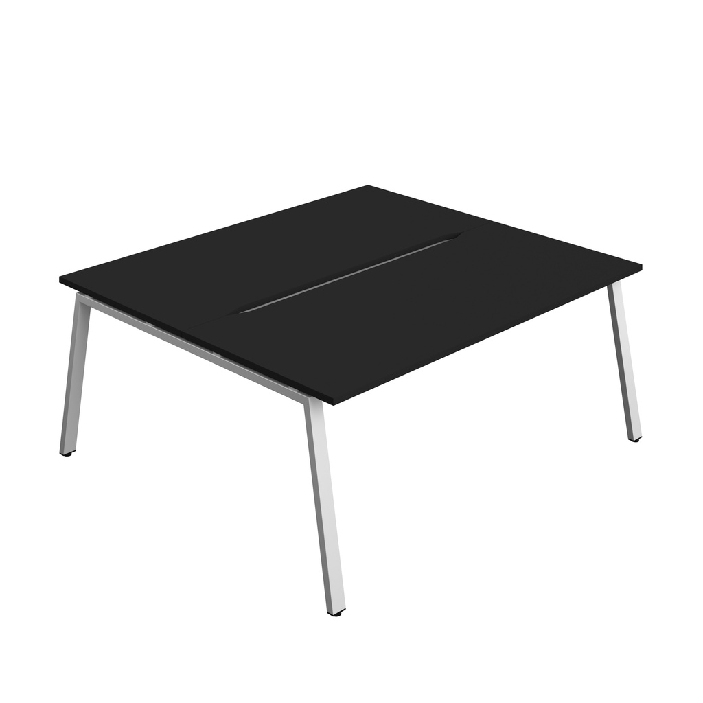 Synergy|2P Bench Desk|Cut Out|A-Frame|1800X800|Black-Silver