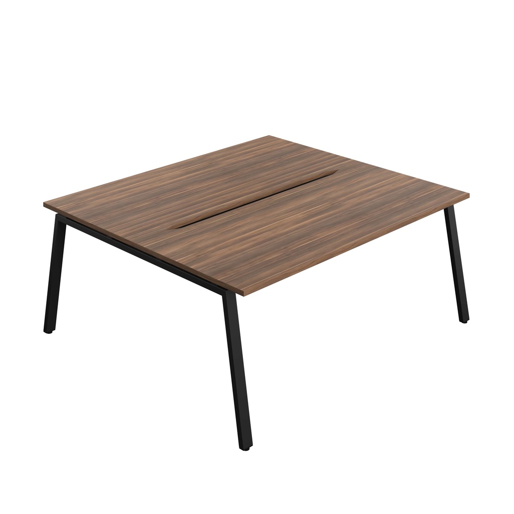 Synergy Bench With Cut Out: 2 Person (Fsc) | A-Frame Leg | 1800 X 800 | Dark Walnut/Black
