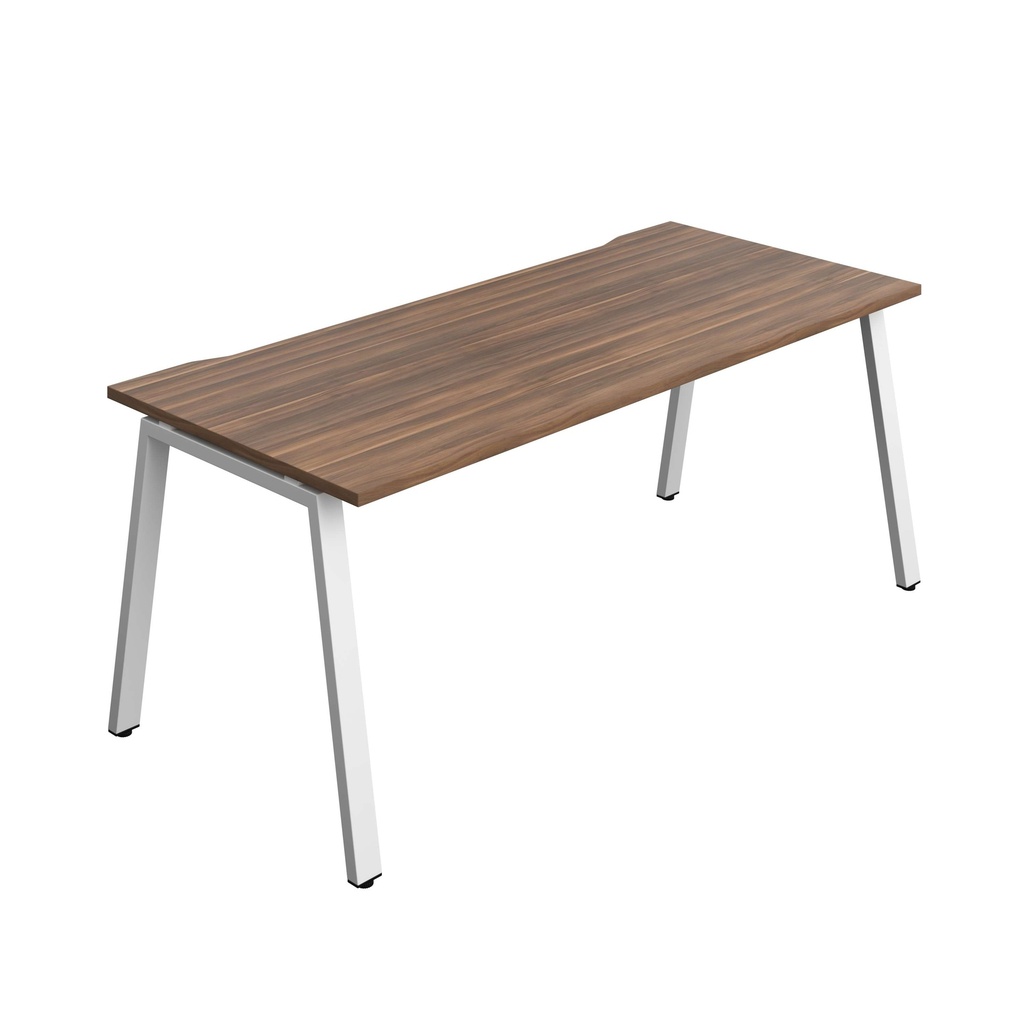 Synergy Bench With Cut Out: 1 Person (Fsc) | A-Frame Leg | 1800 X 800 | Dark Walnut/White