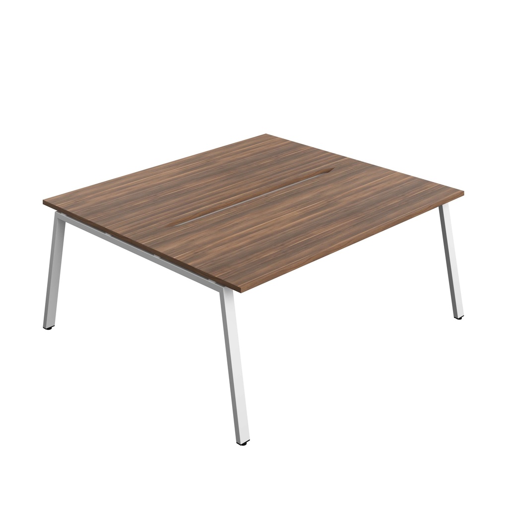 Synergy Bench With Cut Out: 2 Person (Fsc) | A-Frame Leg | 1800 X 800 | Dark Walnut/White