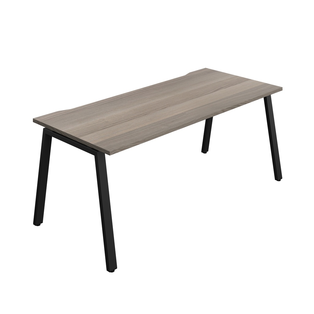Synergy Bench With Cut Out: 1 Person (Fsc) | A-Frame Leg | 1800 X 800 | Grey Oak/Black