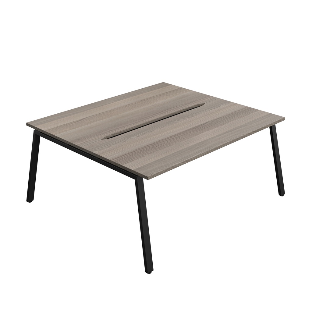 Synergy|2P Bench Desk|Cut Out|A-Frame|1800X800|Grey Oak-Black