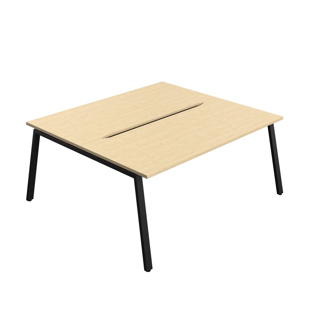 Synergy Bench With Cut Out: 2 Person (Fsc) | A-Frame Leg | 1800 X 800 | Maple/Black
