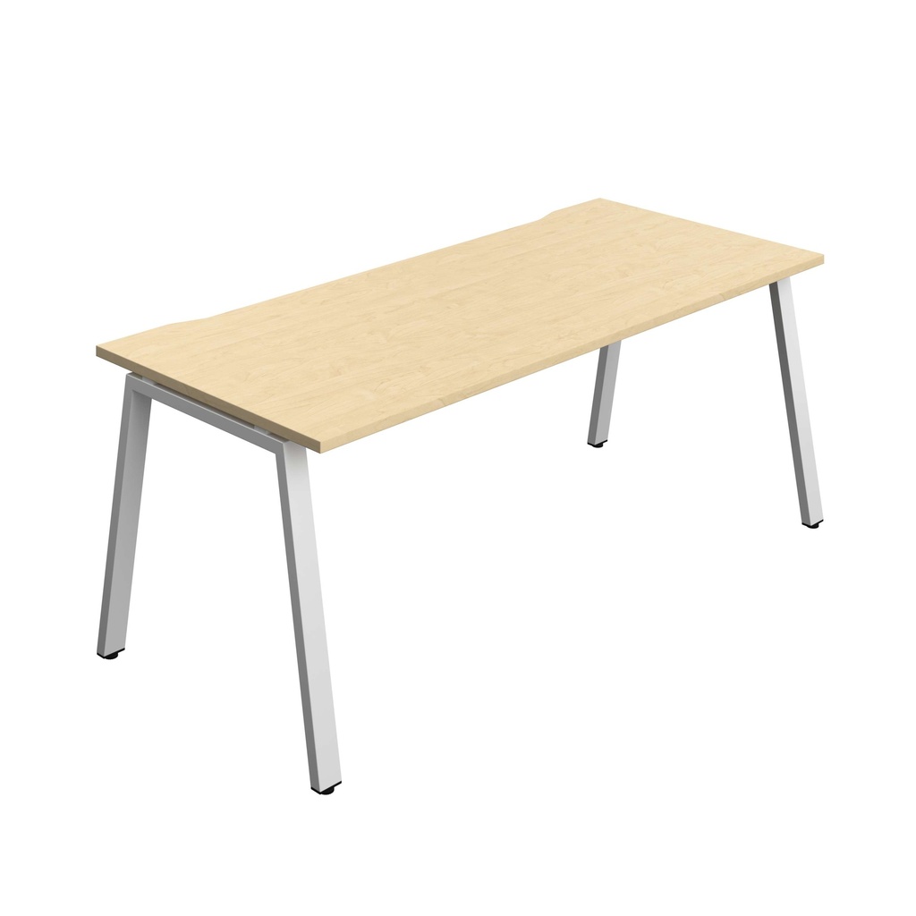 Synergy Bench With Cut Out: 1 Person (Fsc) | A-Frame Leg | 1800 X 800 | Maple/Silver