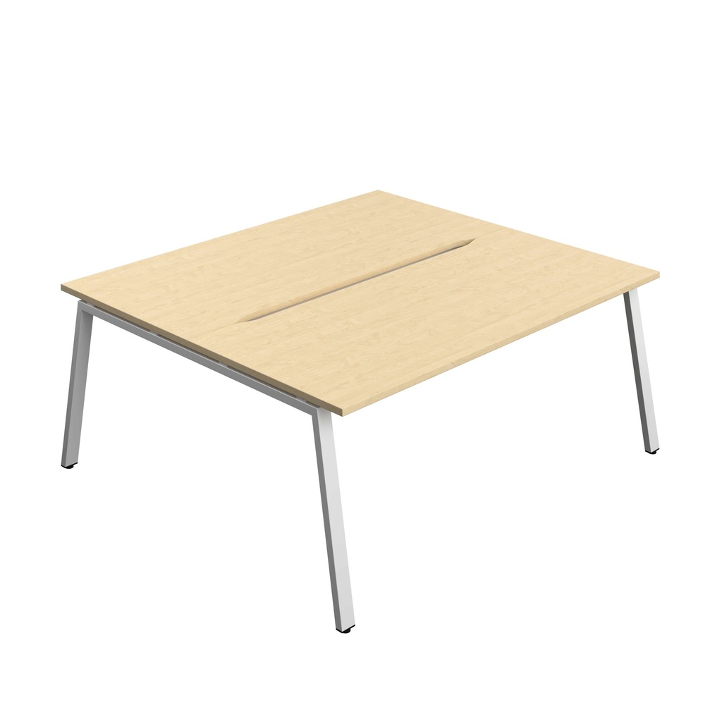 Synergy Bench With Cut Out: 2 Person (Fsc) | A-Frame Leg | 1800 X 800 | Maple/Silver