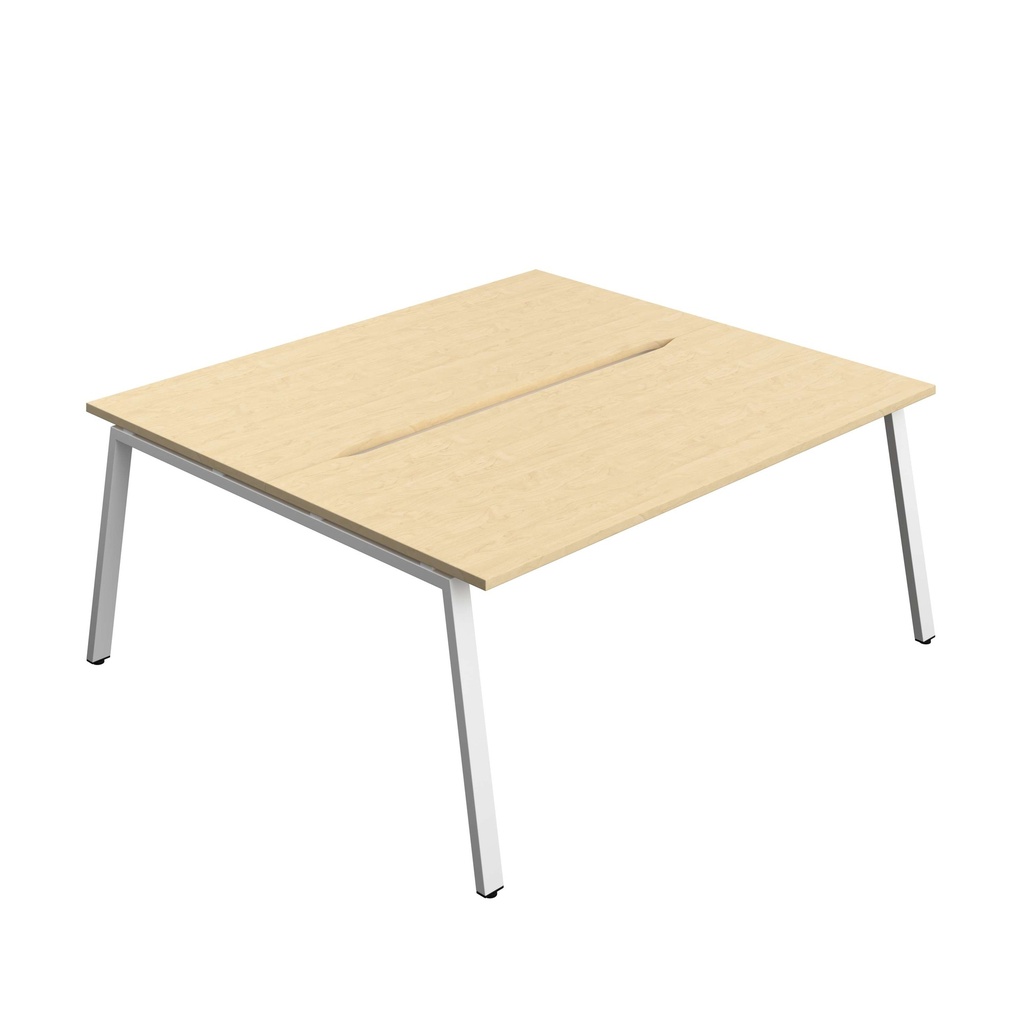 Synergy Bench With Cut Out: 2 Person (Fsc) | A-Frame Leg | 1800 X 800 | Maple/White