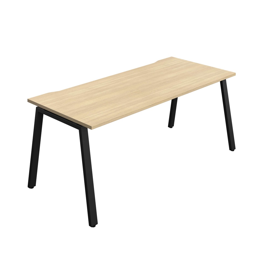 Synergy Bench With Cut Out: 1 Person (Fsc) | A-Frame Leg | 1800 X 800 | Nova Oak/Black