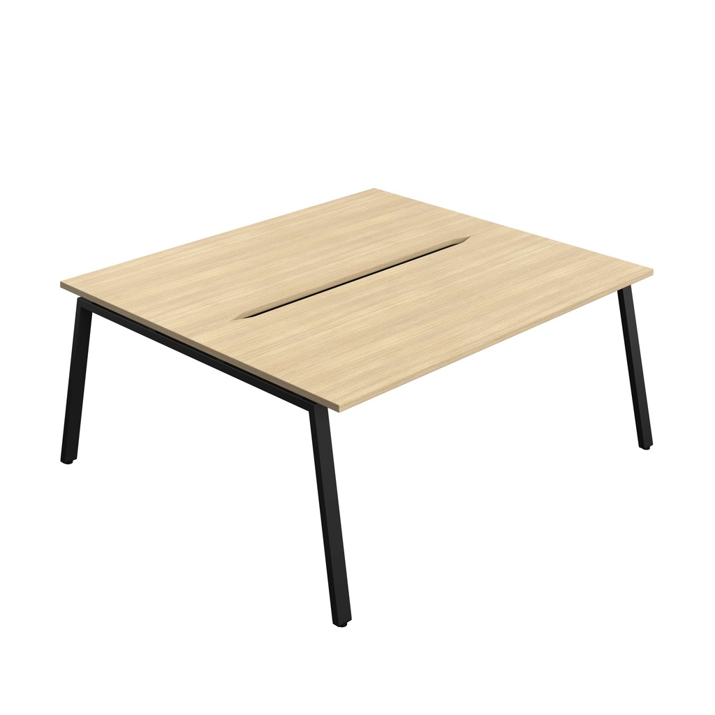 Synergy Bench With Cut Out: 2 Person (Fsc) | A-Frame Leg | 1800 X 800 | Nova Oak/Black