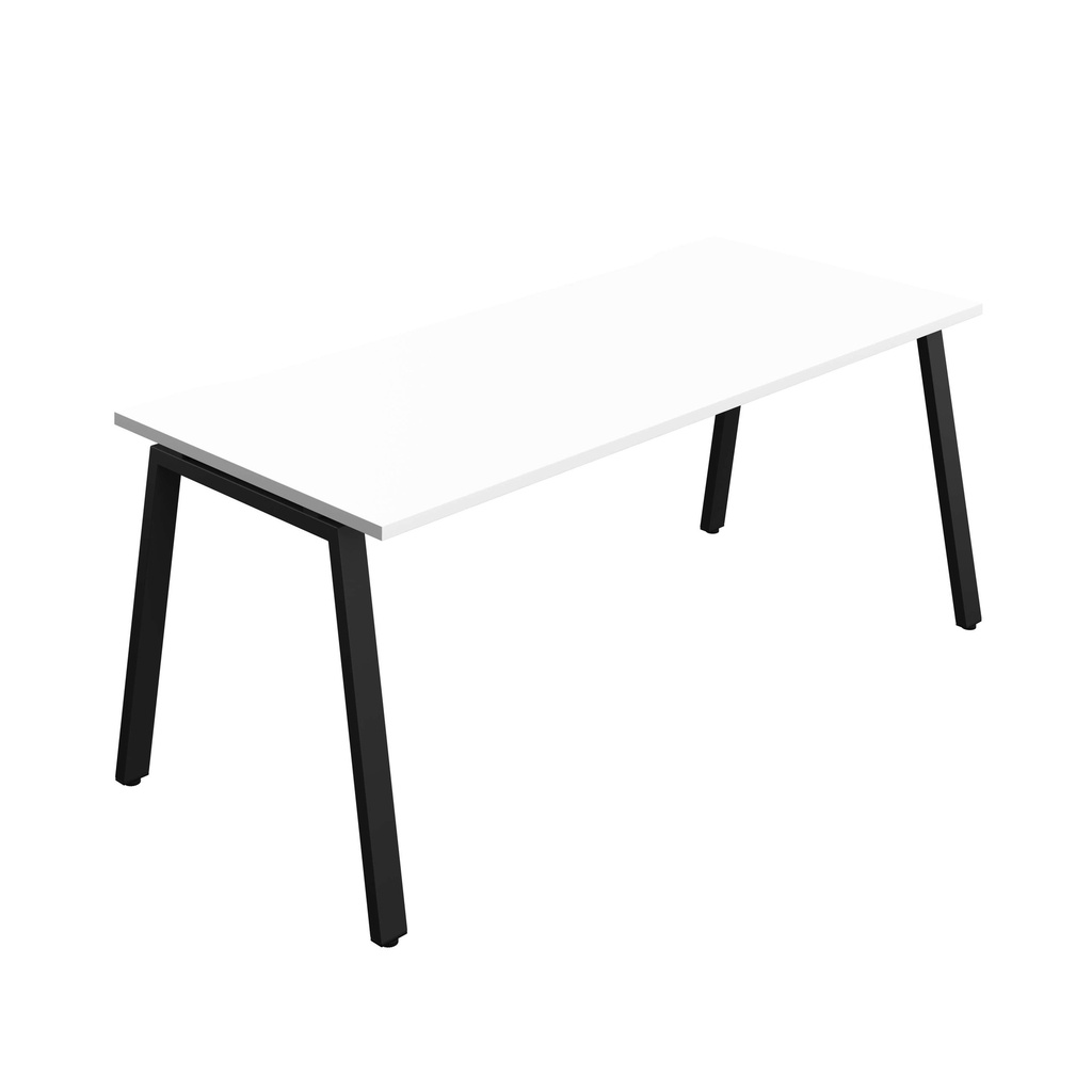 Synergy Bench With Cut Out: 1 Person (Fsc) | A-Frame Leg | 1800 X 800 | White/Black
