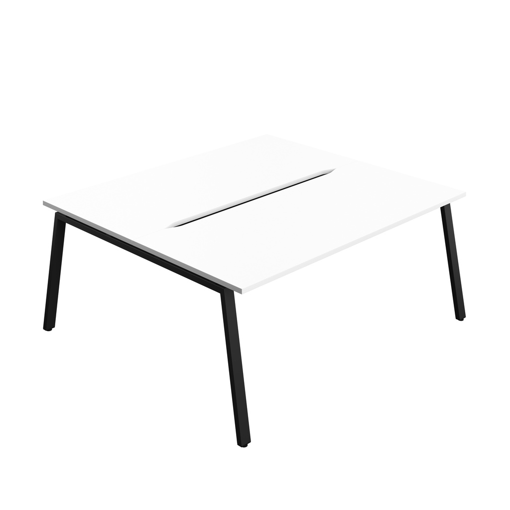 Synergy Bench With Cut Out: 2 Person (Fsc) | A-Frame Leg | 1800 X 800 | White/Black