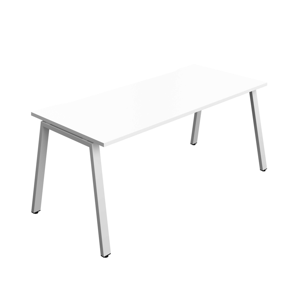Synergy Bench With Cut Out: 1 Person (Fsc) | A-Frame Leg | 1800 X 800 | White/Silver