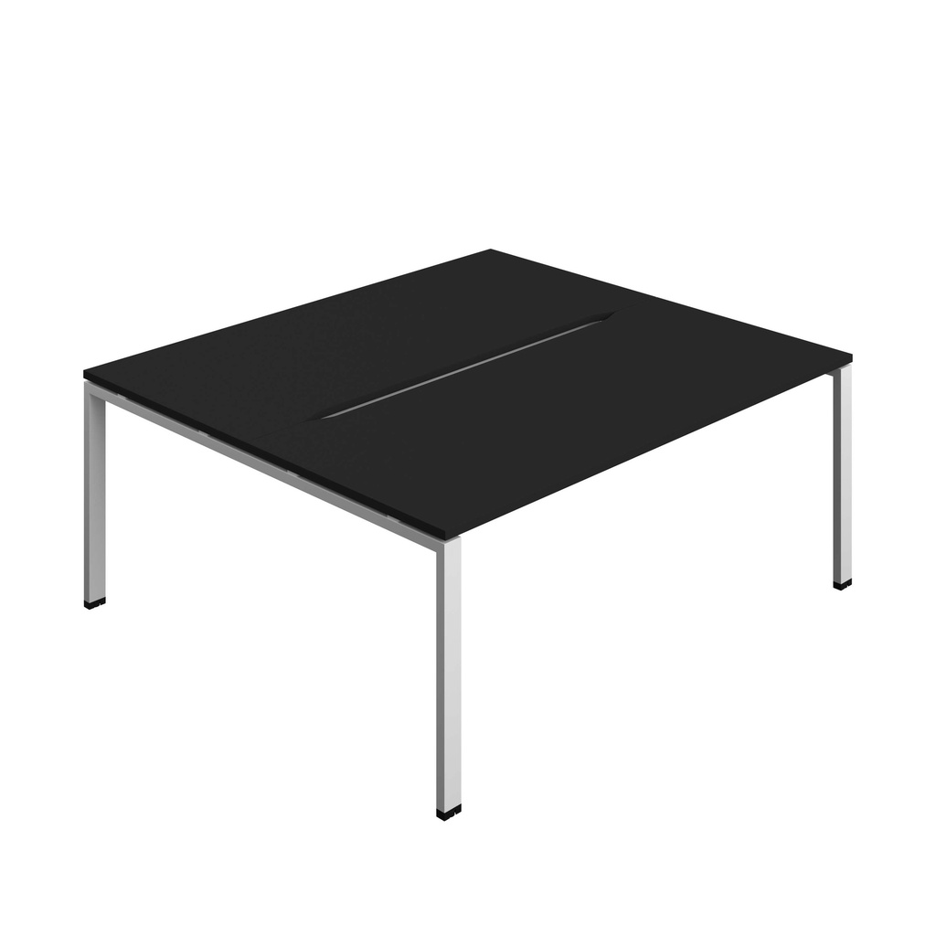 Synergy Bench With Cut Out: 2 Person (Fsc) | Goal Post Leg | 1800 X 800 | Black/Silver