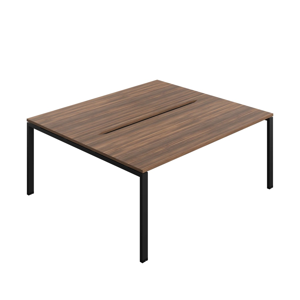 Synergy Bench With Cut Out: 2 Person (Fsc) | Goal Post Leg | 1800 X 800 | Dark Walnut/Black