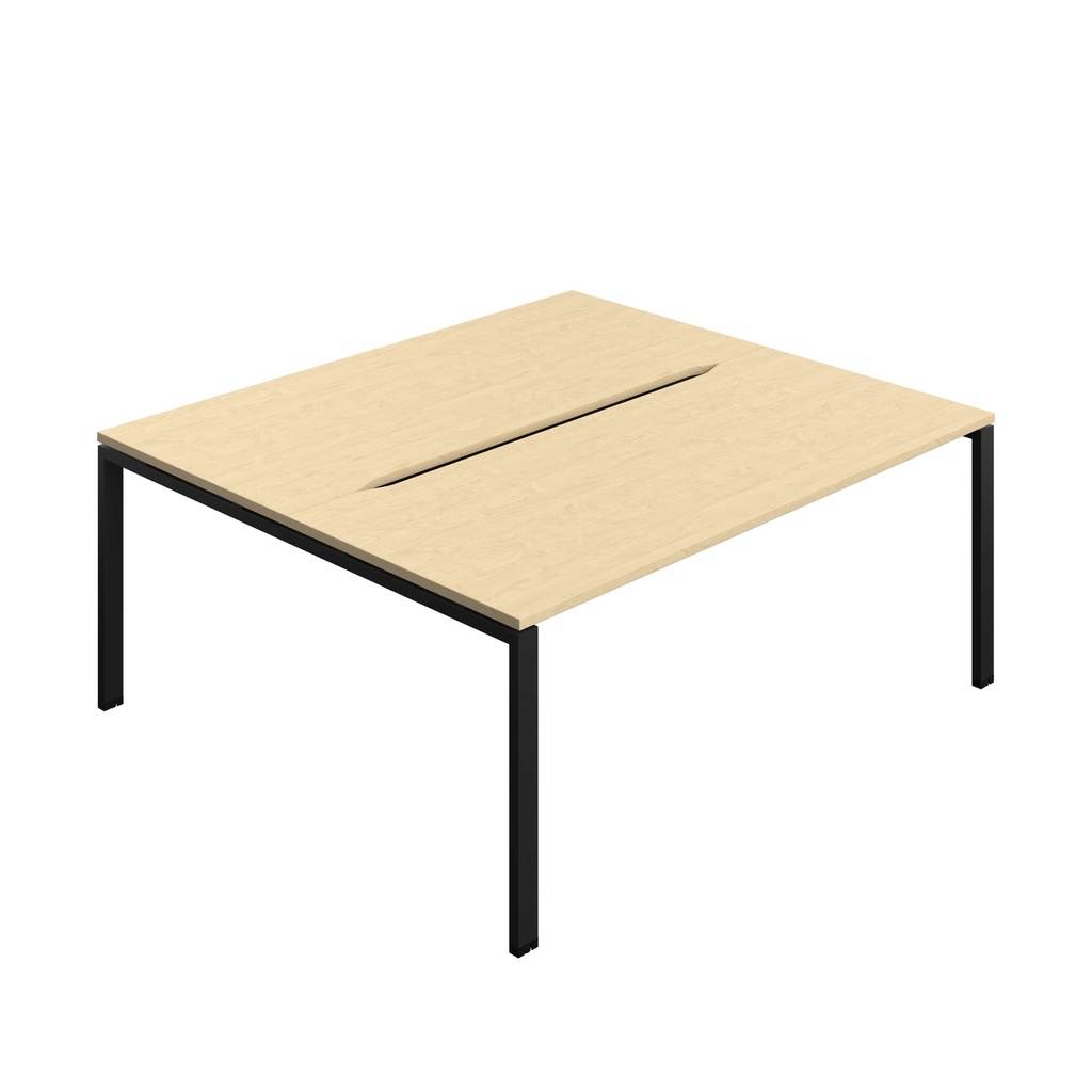 Synergy Bench With Cut Out: 2 Person (Fsc) | Goal Post Leg | 1800 X 800 | Maple/Black