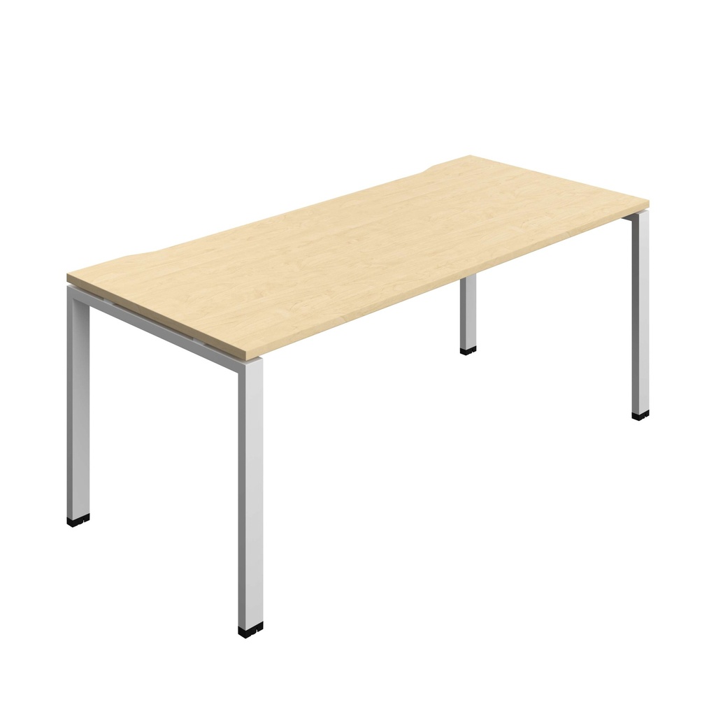 Synergy Bench With Cut Out: 1 Person (Fsc) | Goal Post Leg | 1800 X 800 | Maple/Silver
