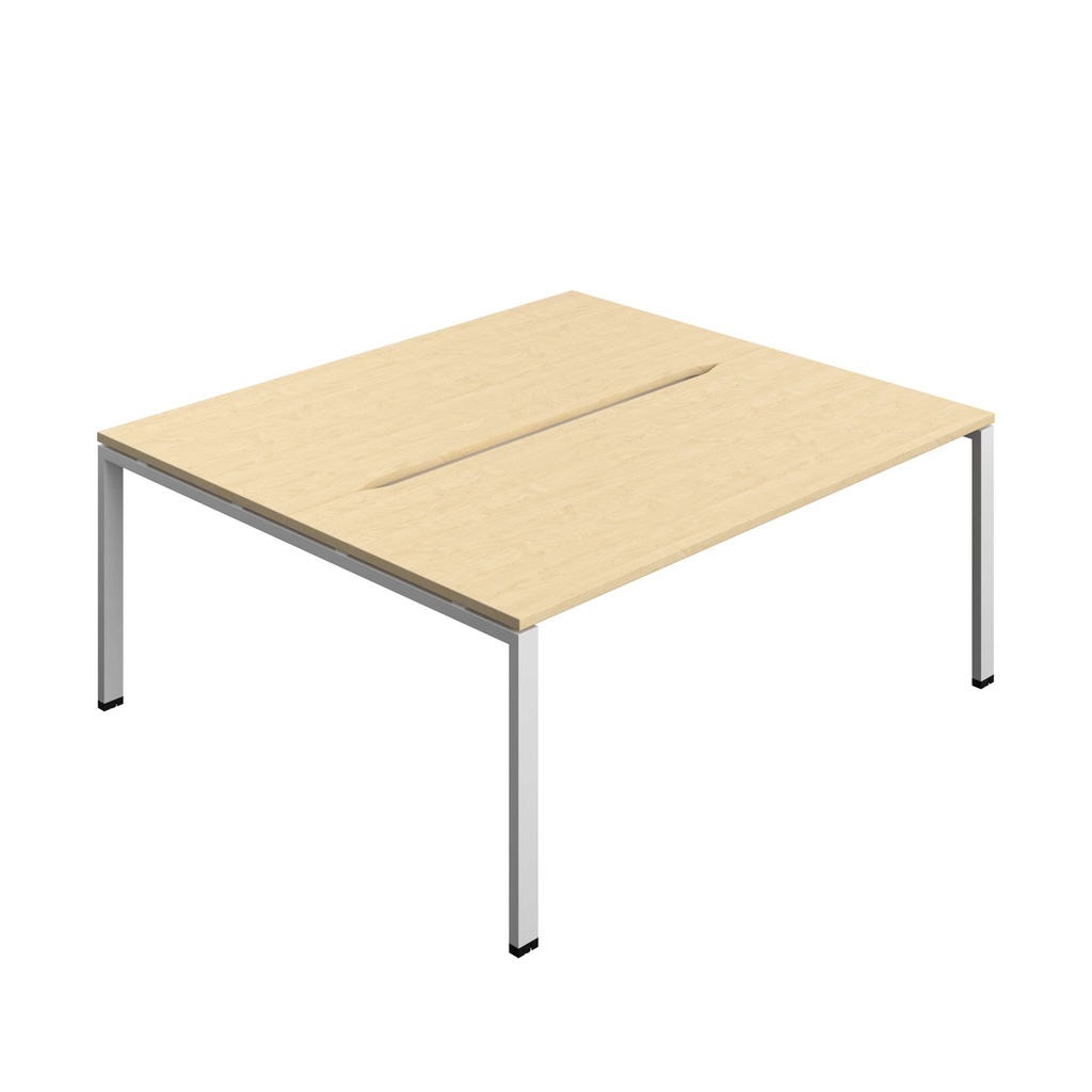Synergy Bench With Cut Out: 2 Person (Fsc) | Goal Post Leg | 1800 X 800 | Maple/Silver