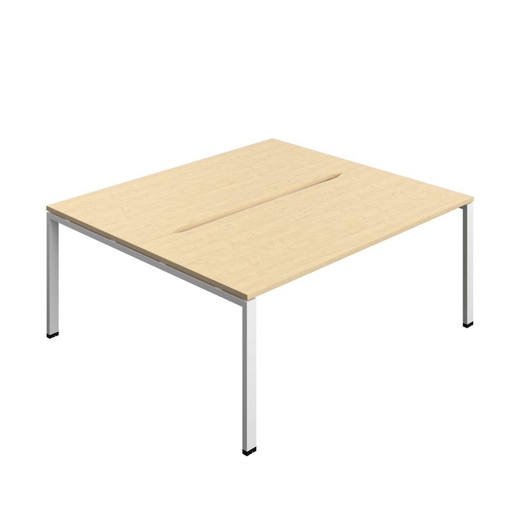 Synergy Bench With Cut Out: 2 Person (Fsc) | Goal Post Leg | 1800 X 800 | Maple/White