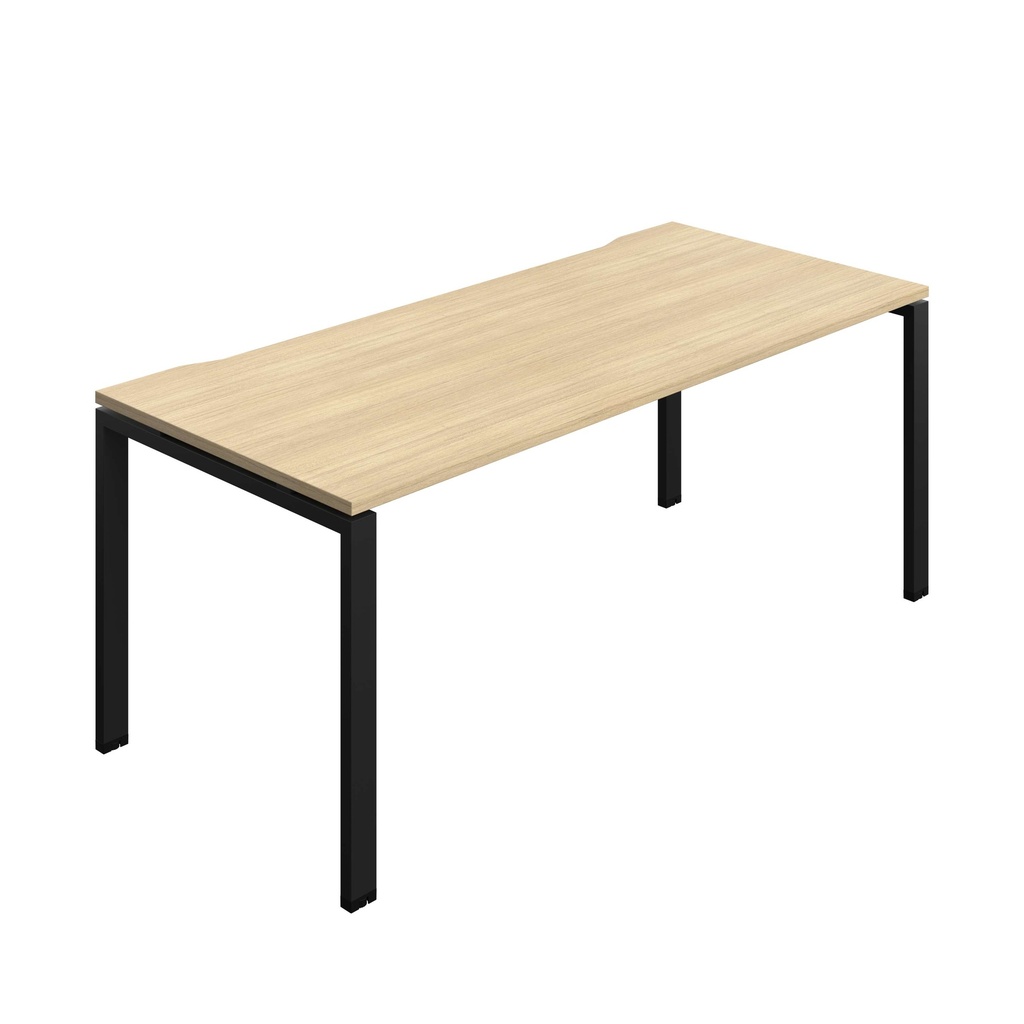 Synergy Bench With Cut Out: 1 Person (Fsc) | Goal Post Leg | 1800 X 800 | Nova Oak/Black