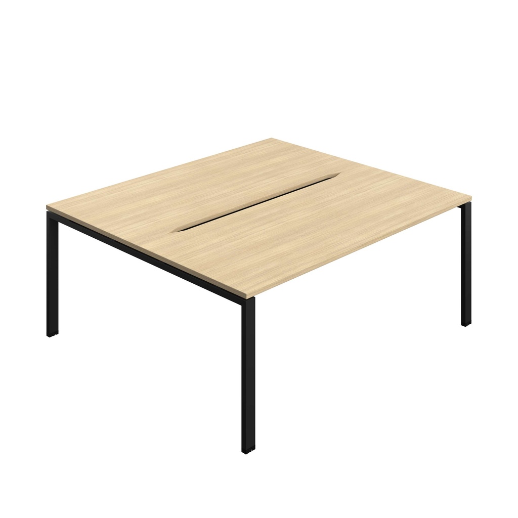 Synergy Bench With Cut Out: 2 Person (Fsc) | Goal Post Leg | 1800 X 800 | Nova Oak/Black