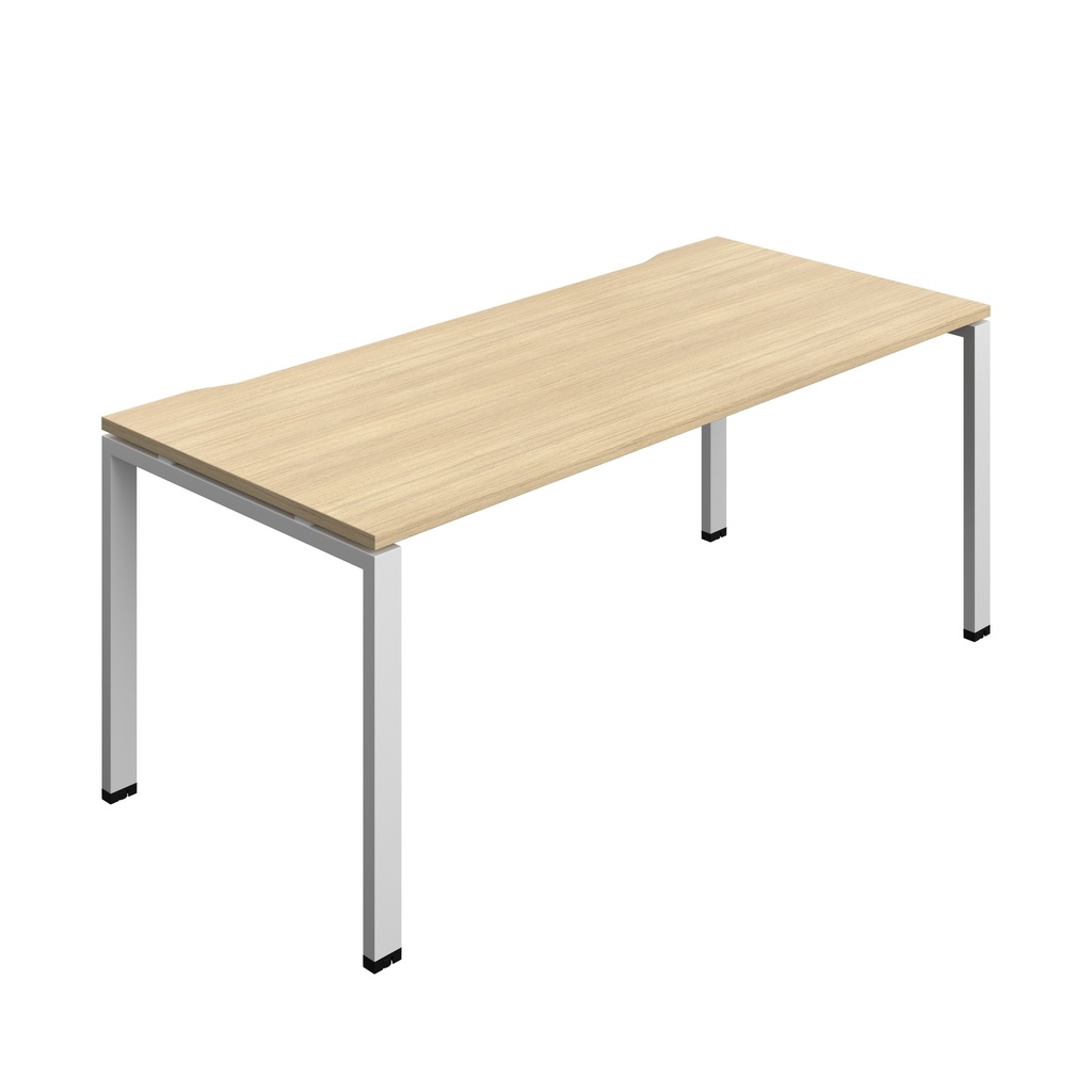 Synergy|1P Bench Desk|Cut Out|Goal Post|1800X800|Nova Oak-Silver