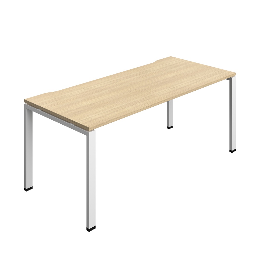 Synergy Bench With Cut Out: 1 Person (Fsc) | Goal Post Leg | 1800 X 800 | Nova Oak/White
