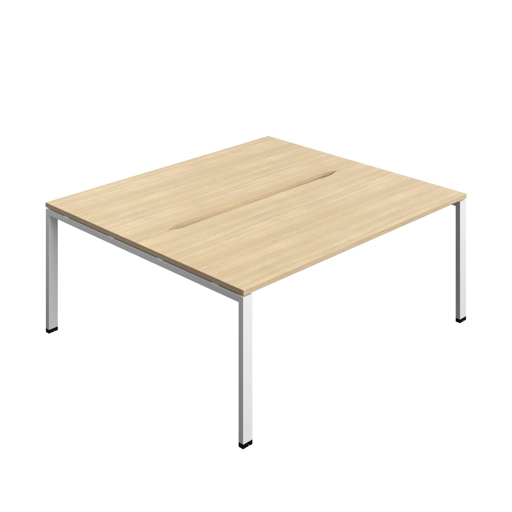 Synergy Bench With Cut Out: 2 Person (Fsc) | Goal Post Leg | 1800 X 800 | Nova Oak/White