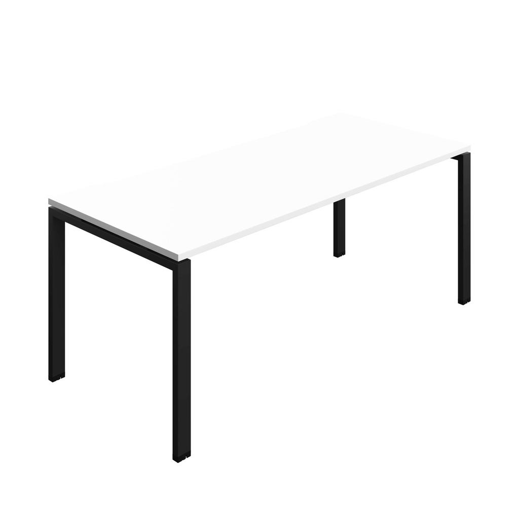 Synergy Bench With Cut Out: 1 Person (Fsc) | Goal Post Leg | 1800 X 800 | White/Black