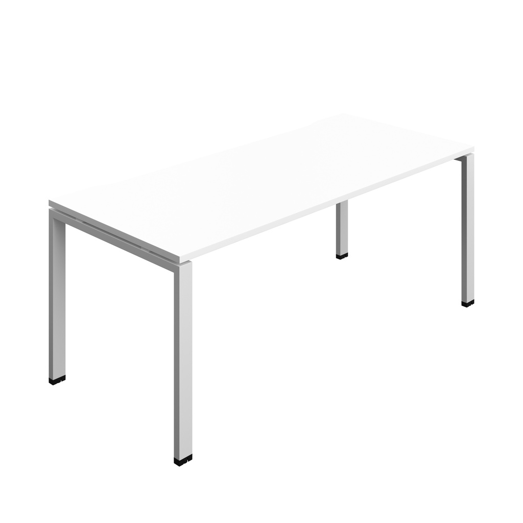 Synergy Bench With Cut Out: 1 Person (Fsc) | Goal Post Leg | 1800 X 800 | White/Silver