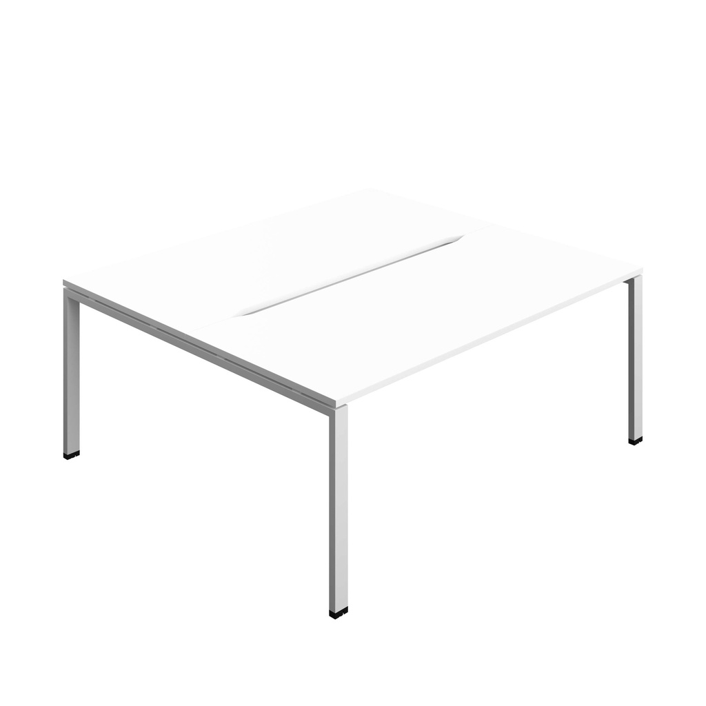 Synergy Bench With Cut Out: 2 Person (Fsc) | Goal Post Leg | 1800 X 800 | White/Silver