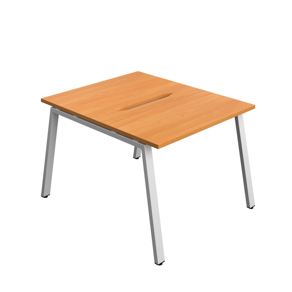 Synergy|2P Bench Desk|Cut Out|A-Frame|1000X600|Beech-Silver