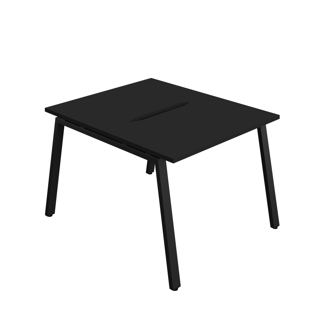Synergy|2P Bench Desk|Cut Out|A-Frame|1000X600|Black-Black