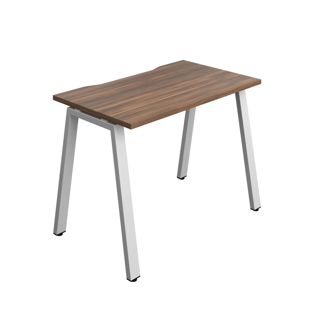 Synergy Bench With Cut Out: 1 Person (Fsc) | A-Frame Leg | 1000 X 600 | Dark Walnut/Silver