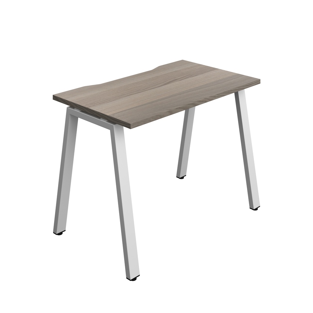 Synergy|1P Bench Desk|Cut Out|A-Frame|1000X600|Grey Oak-Silver