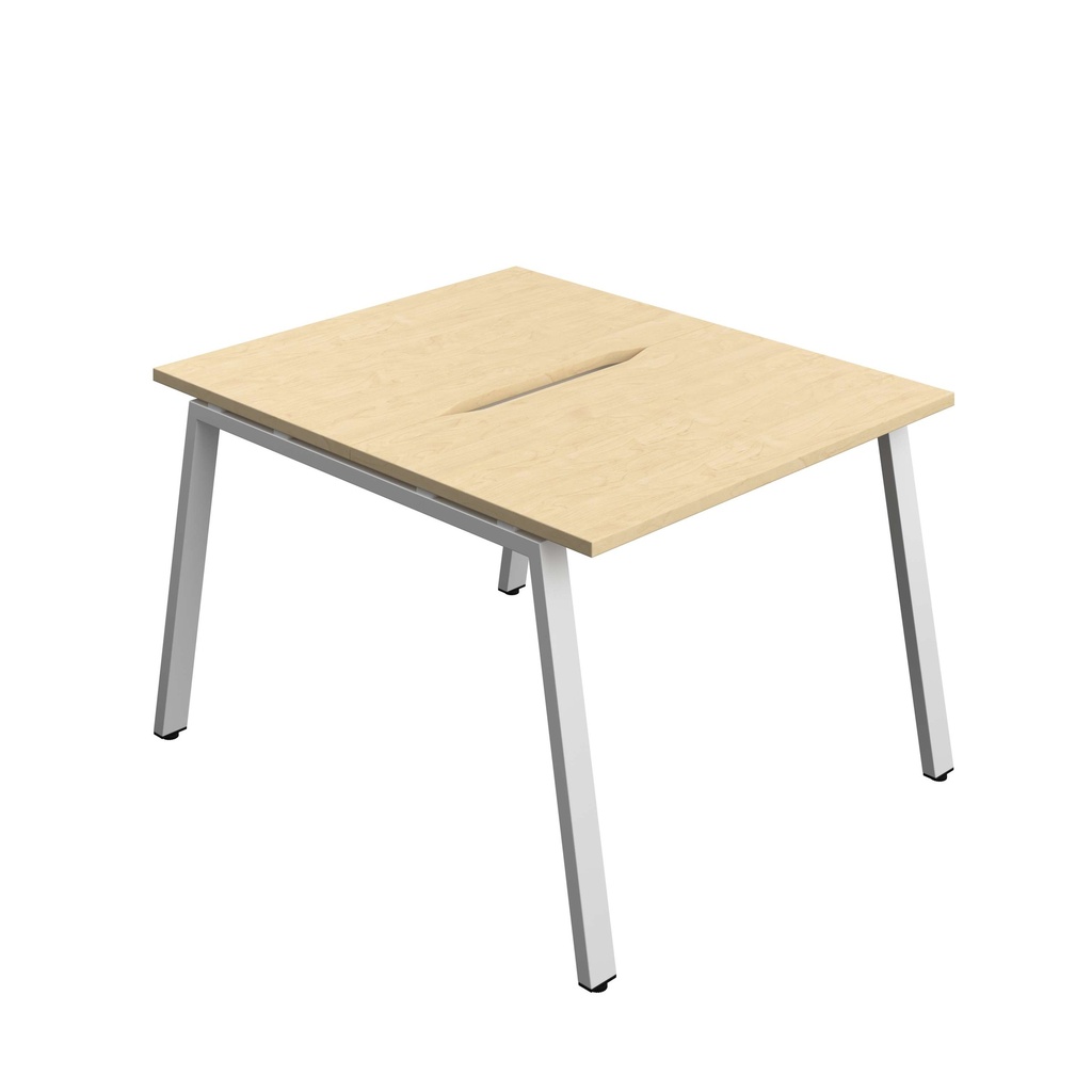 Synergy Bench With Cut Out: 2 Person (Fsc) | A-Frame Leg | 1000 X 600 | Maple/Silver