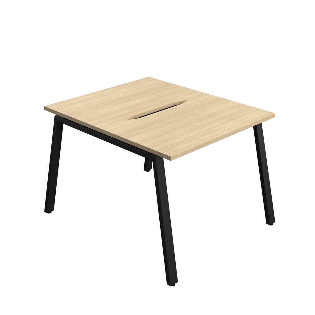 Synergy Bench With Cut Out: 2 Person (Fsc) | A-Frame Leg | 1000 X 600 | Nova Oak/Black