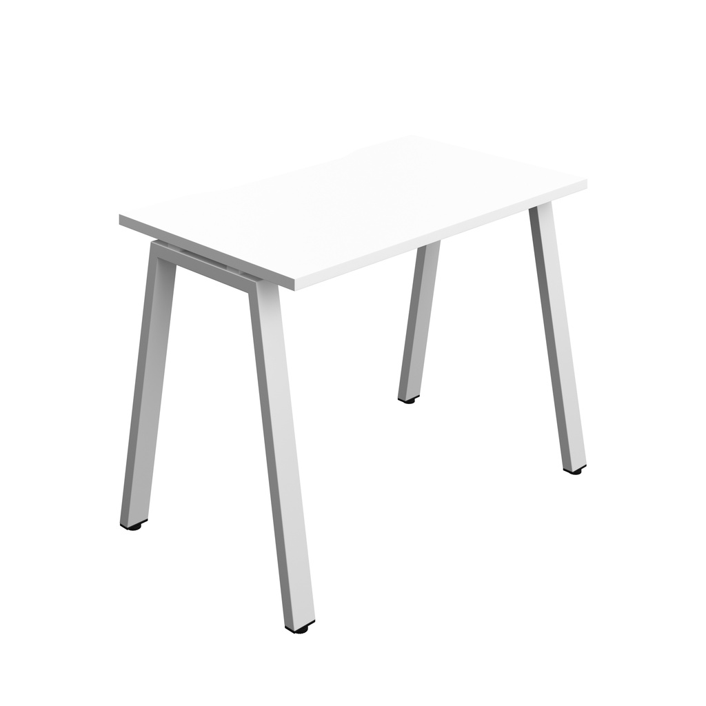 Synergy|1P Bench Desk|Cut Out|A-Frame|1000X600|White-Silver