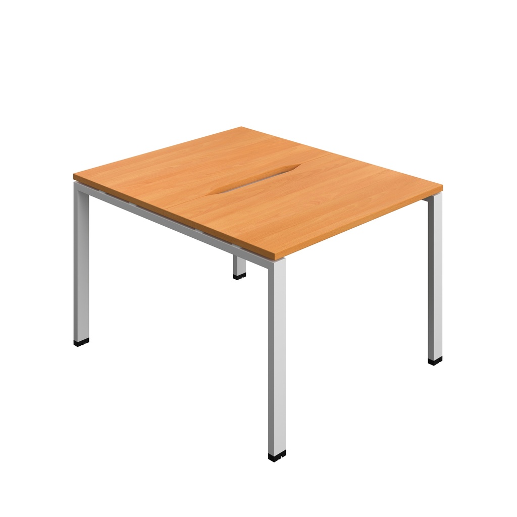 Synergy|2P Bench Desk|Cut Out|Goal Post|1000X600|Beech-Silver