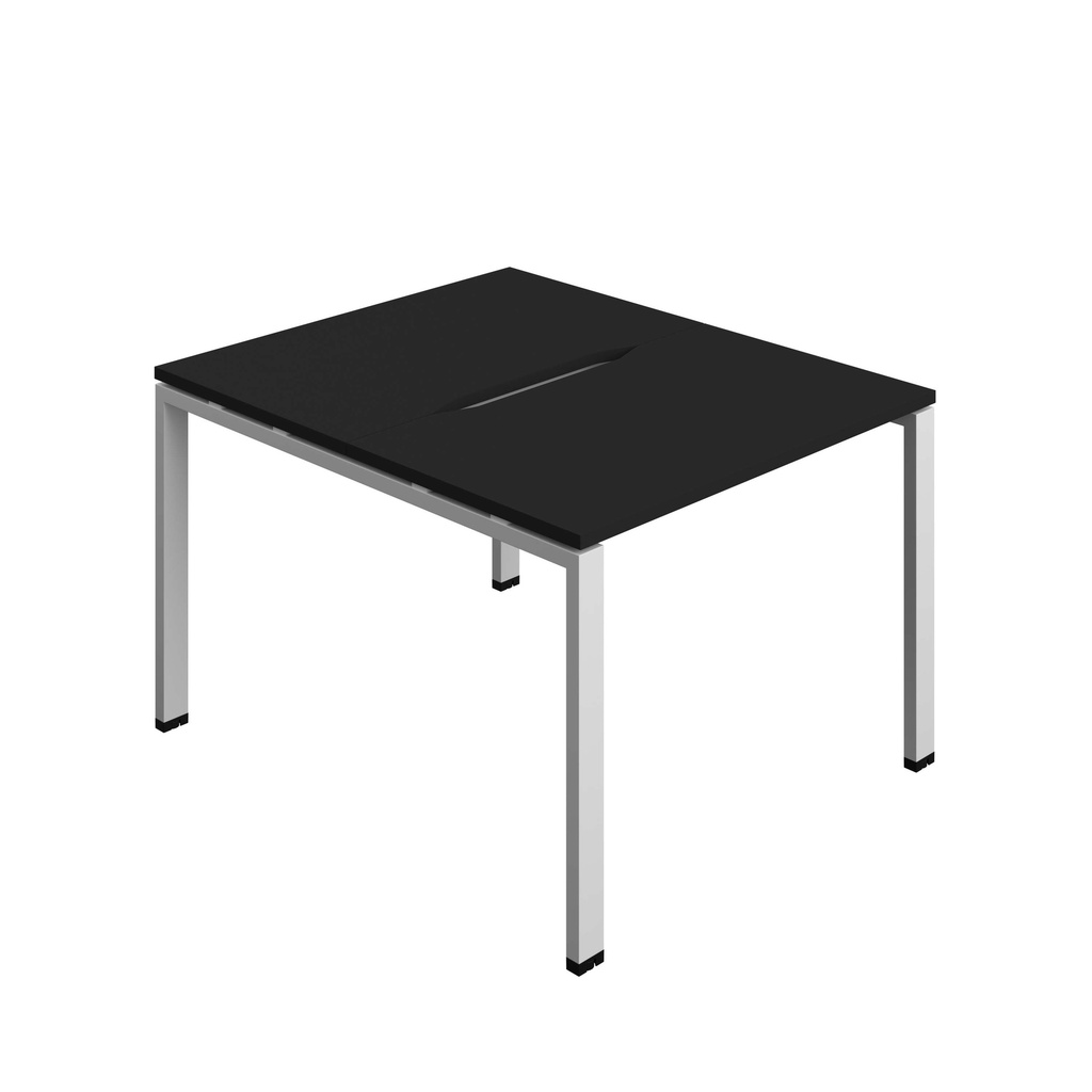 Synergy Bench With Cut Out: 2 Person (Fsc) | Goal Post Leg | 1000 X 600 | Black/Silver