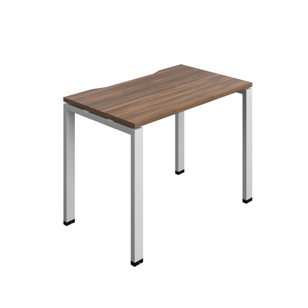 Synergy Bench With Cut Out: 1 Person (Fsc) | Goal Post Leg | 1000 X 600 | Dark Walnut/Silver
