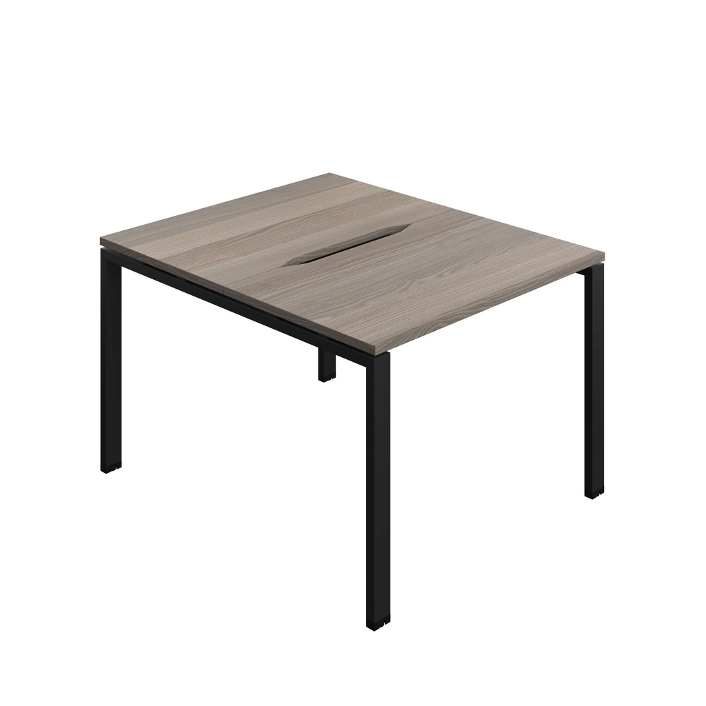 Synergy Bench With Cut Out: 2 Person (Fsc) | Goal Post Leg | 1000 X 600 | Grey Oak/Black