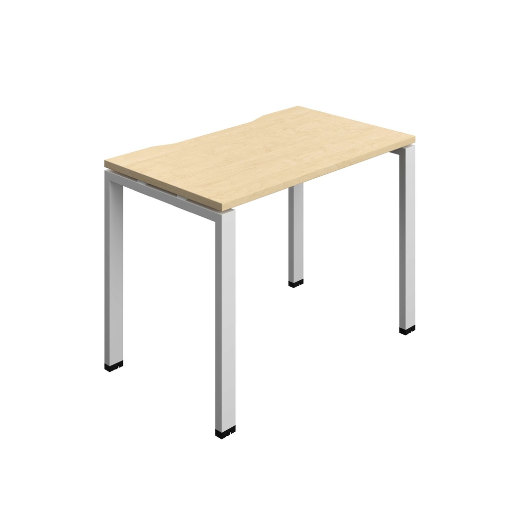 Synergy Bench With Cut Out: 1 Person (Fsc) | Goal Post Leg | 1000 X 600 | Maple/Silver