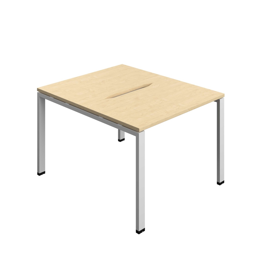Synergy Bench With Cut Out: 2 Person (Fsc) | Goal Post Leg | 1000 X 600 | Maple/Silver
