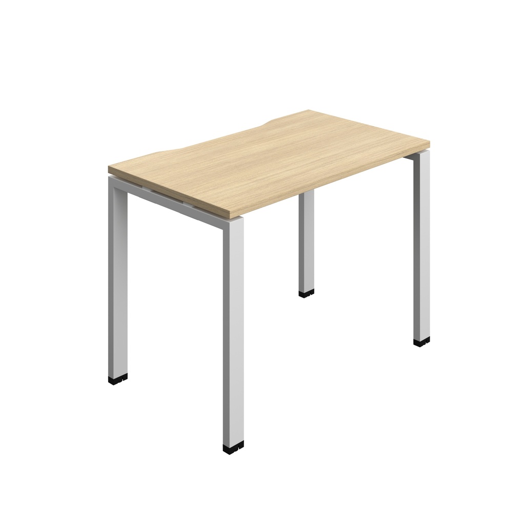 Synergy|1P Bench Desk|Cut Out|Goal Post|1000X600|Nova Oak-Silver