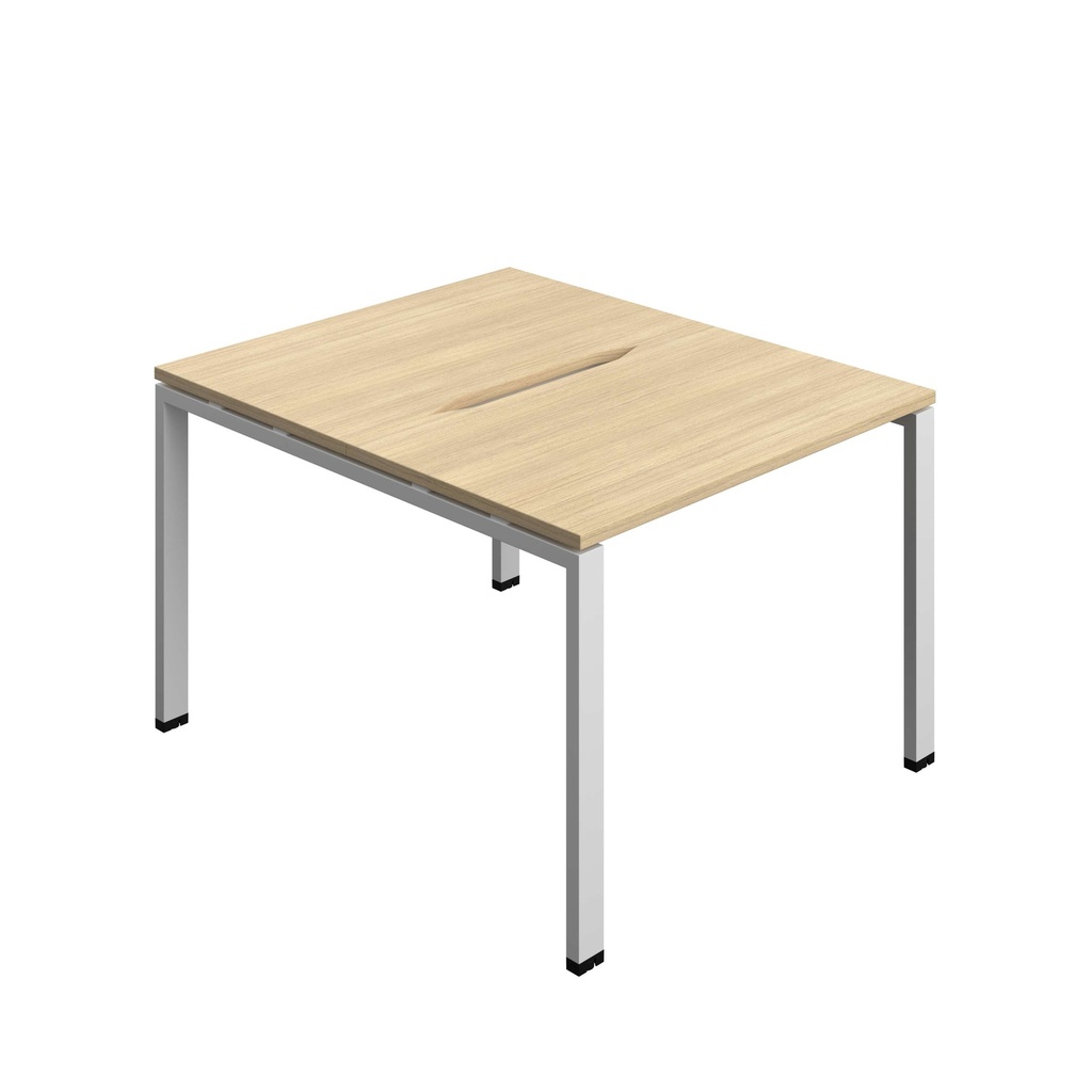 Synergy Bench With Cut Out: 2 Person (Fsc) | Goal Post Leg | 1000 X 600 | Nova Oak/Silver