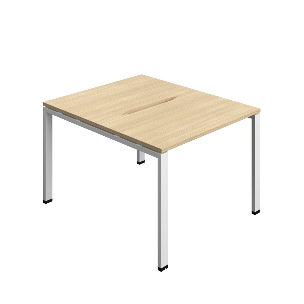 Synergy Bench With Cut Out: 2 Person (Fsc) | Goal Post Leg | 1000 X 600 | Nova Oak/White