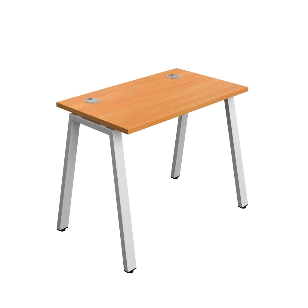 Synergy Bench With Cable Ports: 1 Person (Fsc) | A-Frame Leg | 1000 X 600 | Beech/Silver